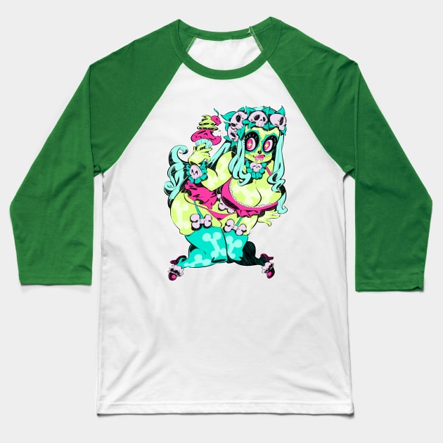 Skeleton girl Baseball T-Shirt by Rafchu